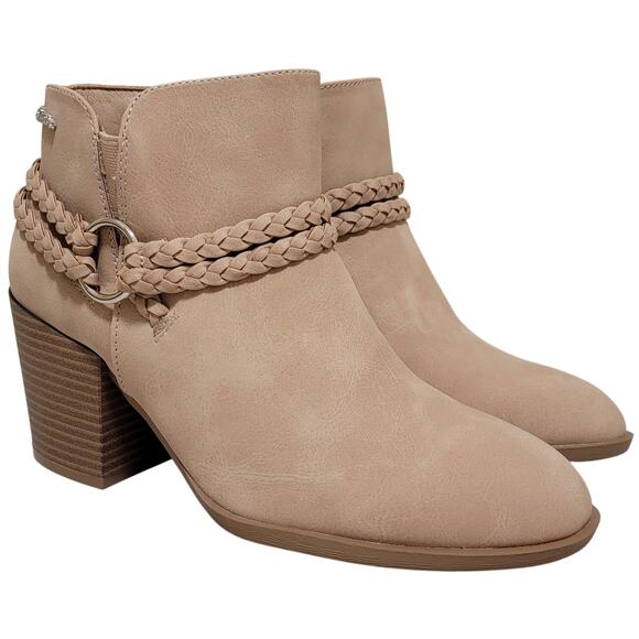 Sugar Shoes - Sugar Women Sandlot Block Heel Western Ankle Booties Size US 7.5M Natural Brown